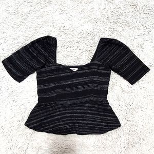 Porridge Clothing (from Anthropologie) black peplum top- size extra small